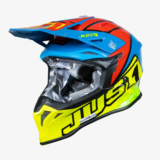 Capacete Just1 J39 THRUSTER Fluo Yellow/Red/Blue