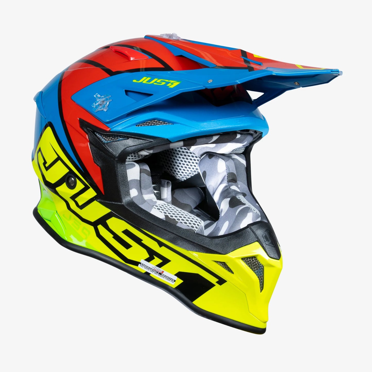 Capacete Just1 J39 THRUSTER Fluo Yellow/Red/Blue