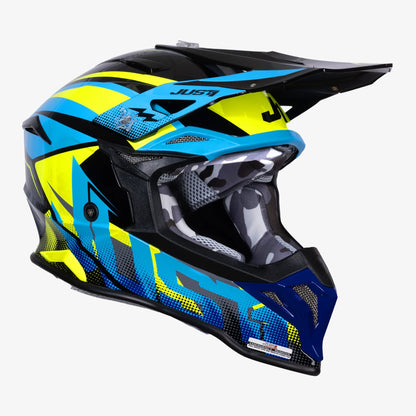 Capacete Just1 J39 Revo Blue/Fluo Yellow/Black Gloss