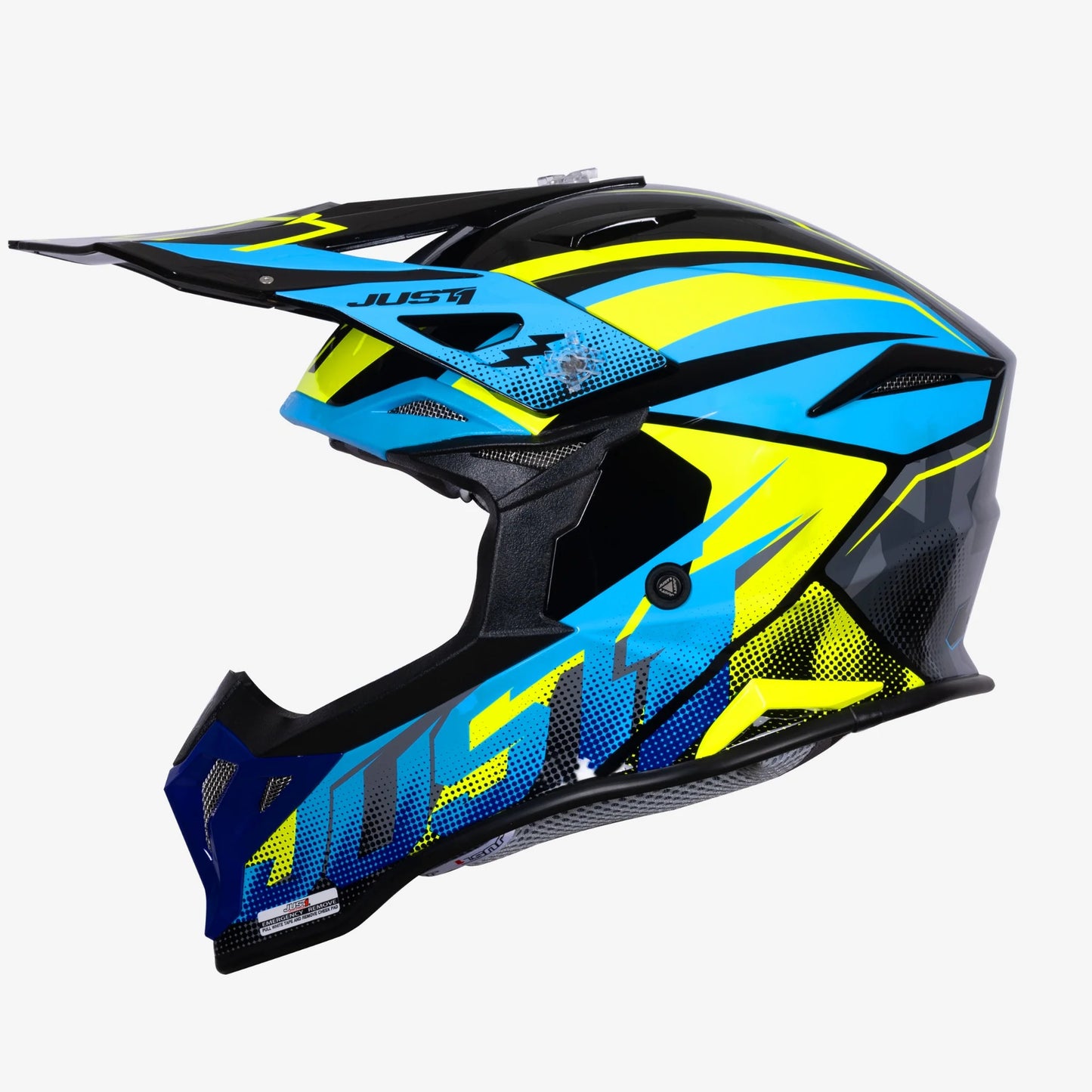 Capacete Just1 J39 Revo Blue/Fluo Yellow/Black Gloss