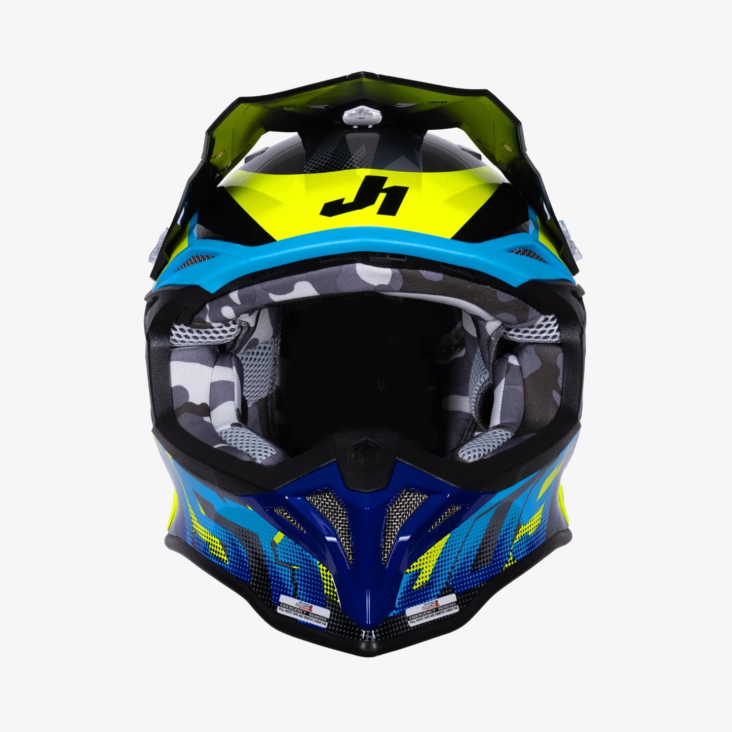 Capacete Just1 J39 Revo Blue/Fluo Yellow/Black Gloss