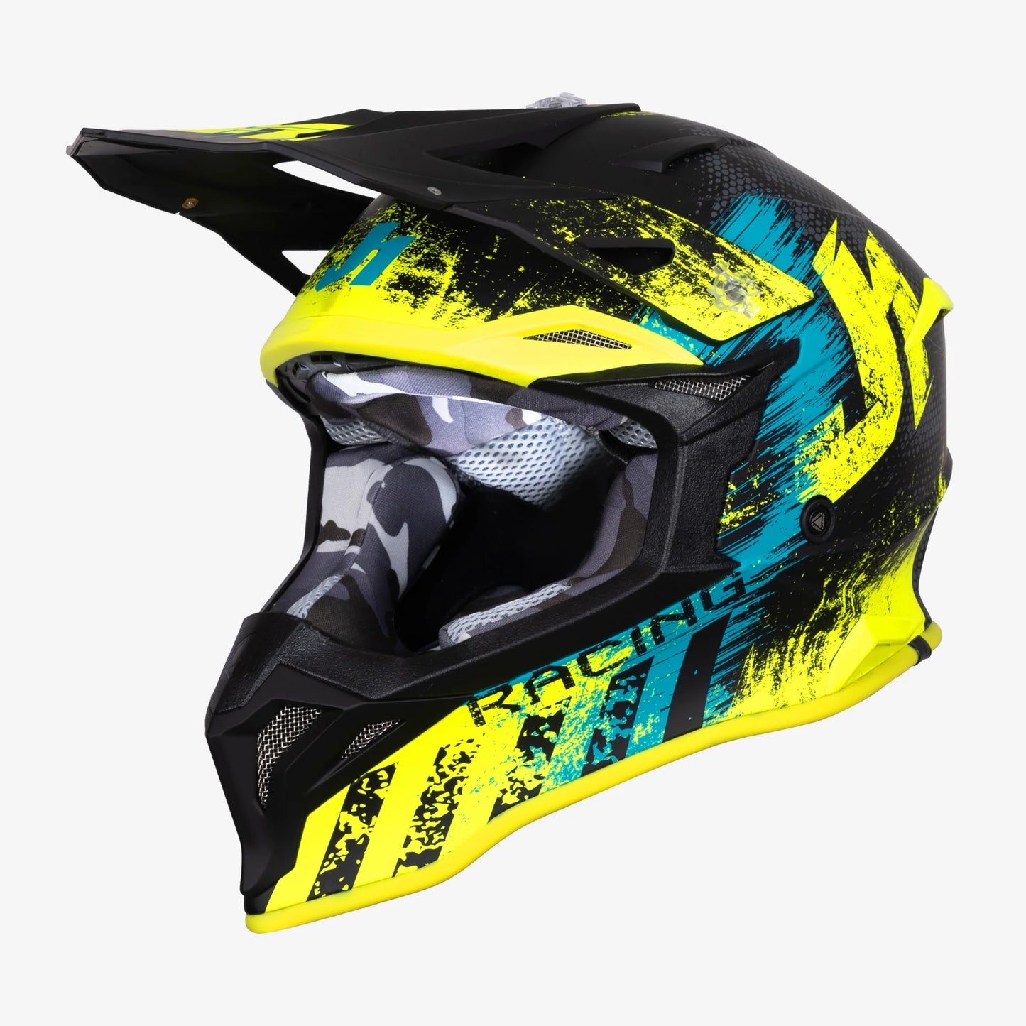 Capacete Just1 J39 Storm Blue/Fluo Yellow/Black Matt