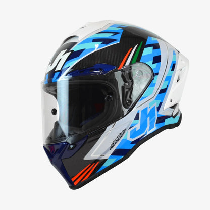 Capacete Just1 J-GPR De Rosa Replica White/Blue Carbon Gloss